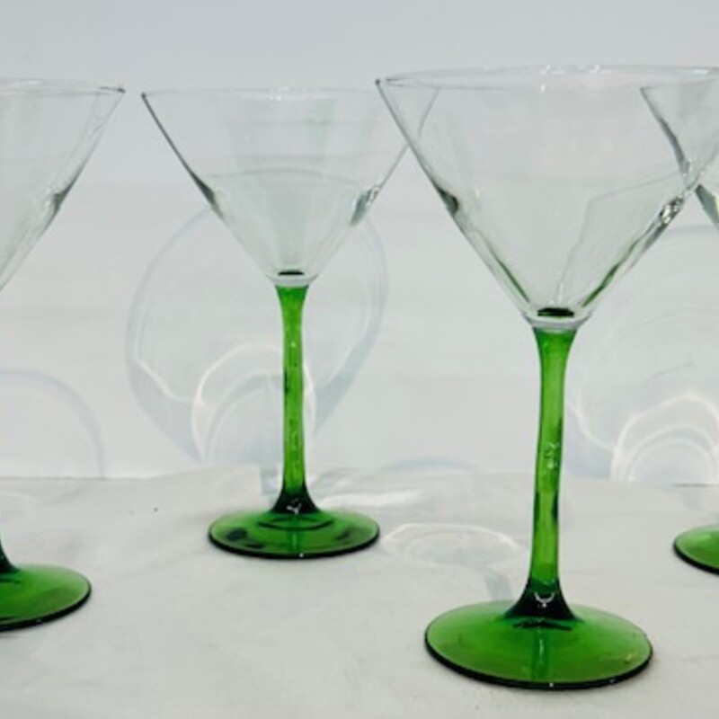 Set of 4 Libbey Martini Glasses
Green Clear
Size: 5 x 7.5 H