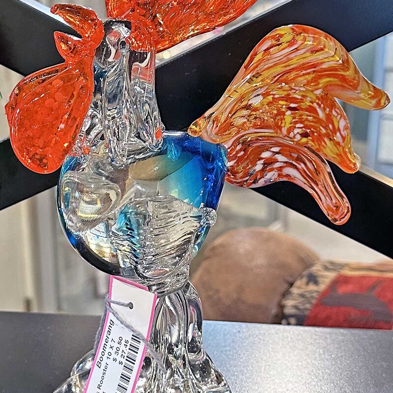 Glass Rooster 10 X 7