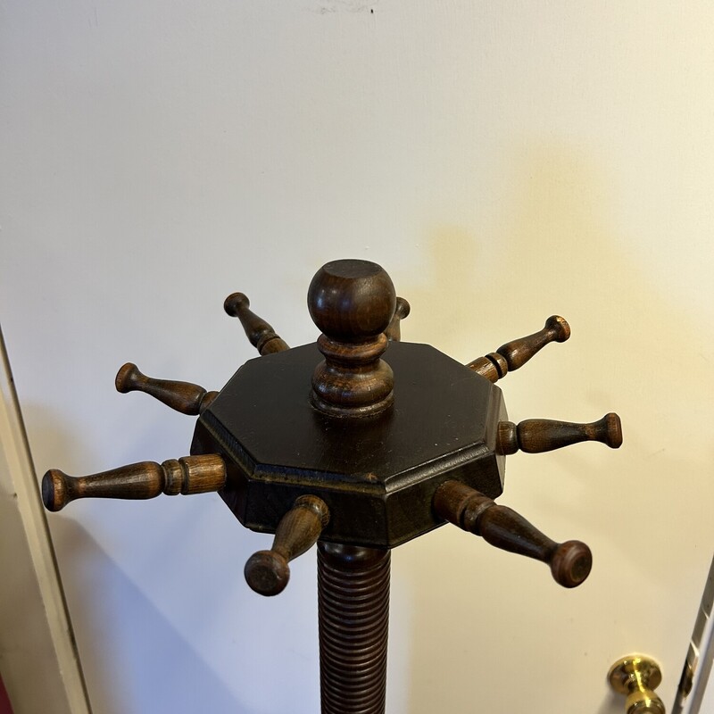 Revolving Coat Rack,<br />
Size: 63 T<br />
Thisis a great antique revolving coat/hat standing rack.  It is made from mahogany.  There is some wear but it is in very good condition.