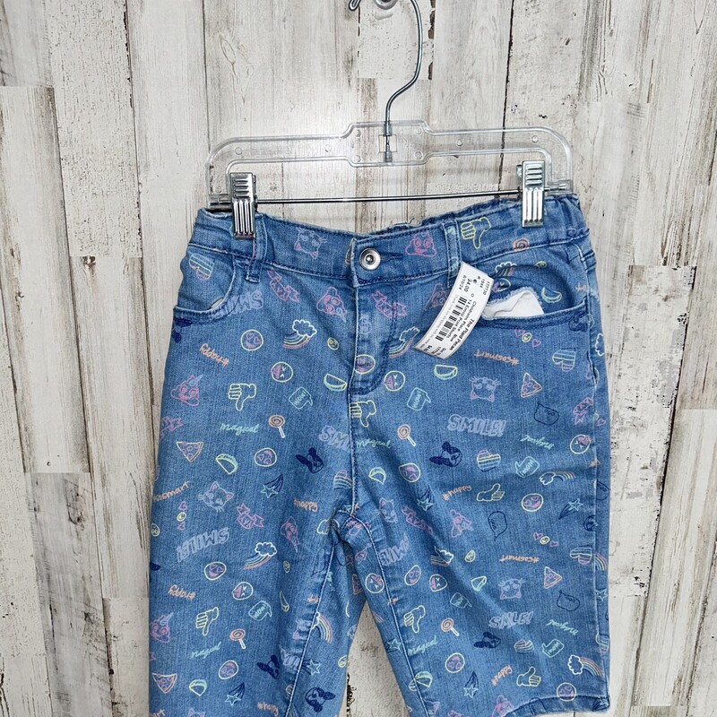 14 Emoji Print Shorts, Blue, Size: Girl 10 Up