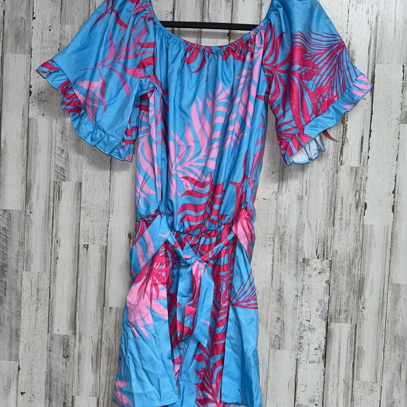 M Blue Palm Print Romper