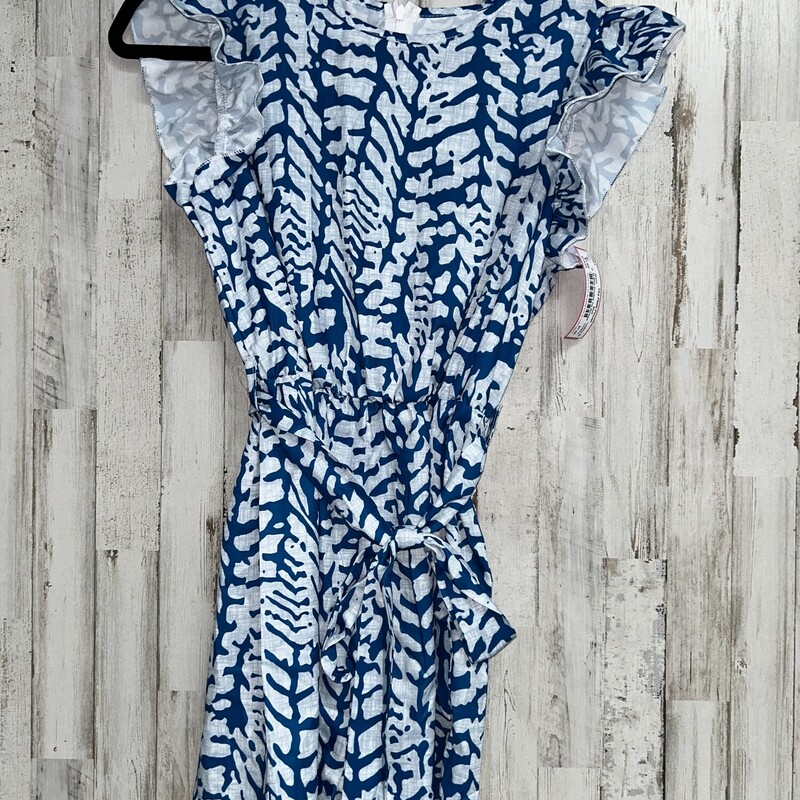 M Blue Printed Tie Romper