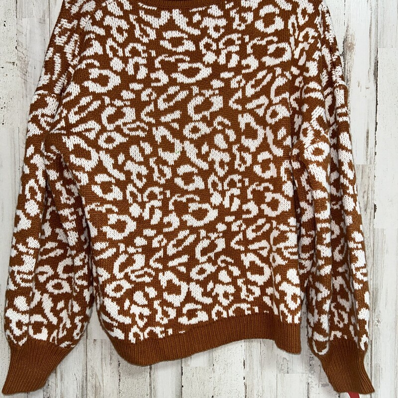 L Rust Leopard Sweater, Orange, Size: Ladies L