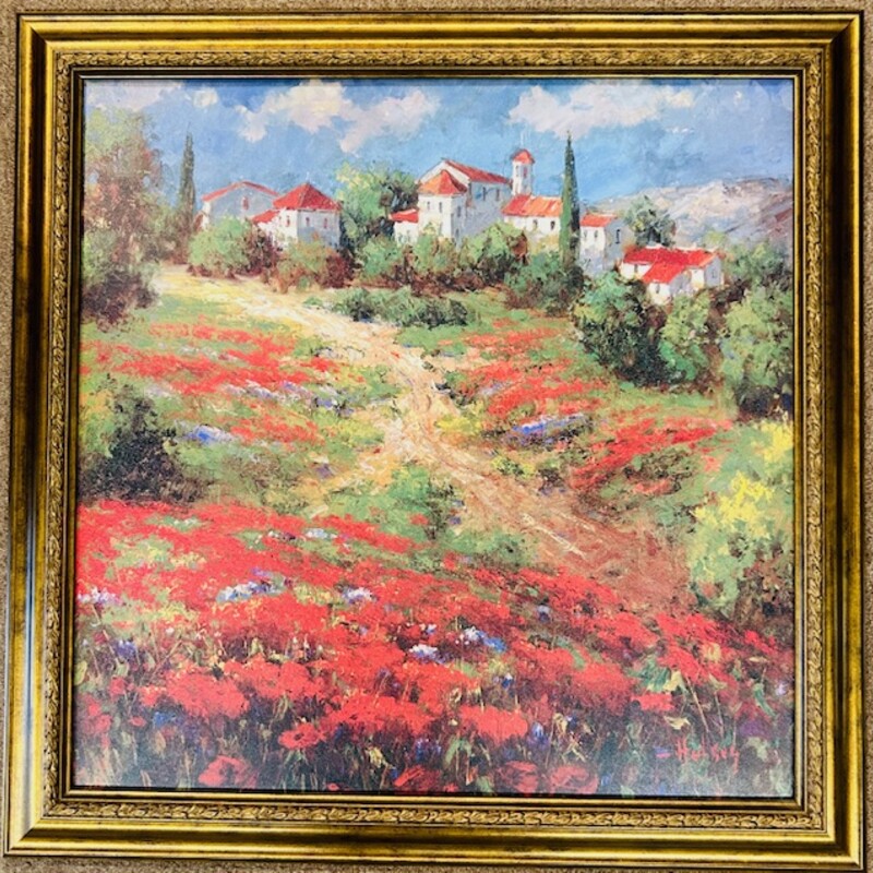 Floral Field With Houses Print
Blue Red Green White Bronze Size: 27 x 27H