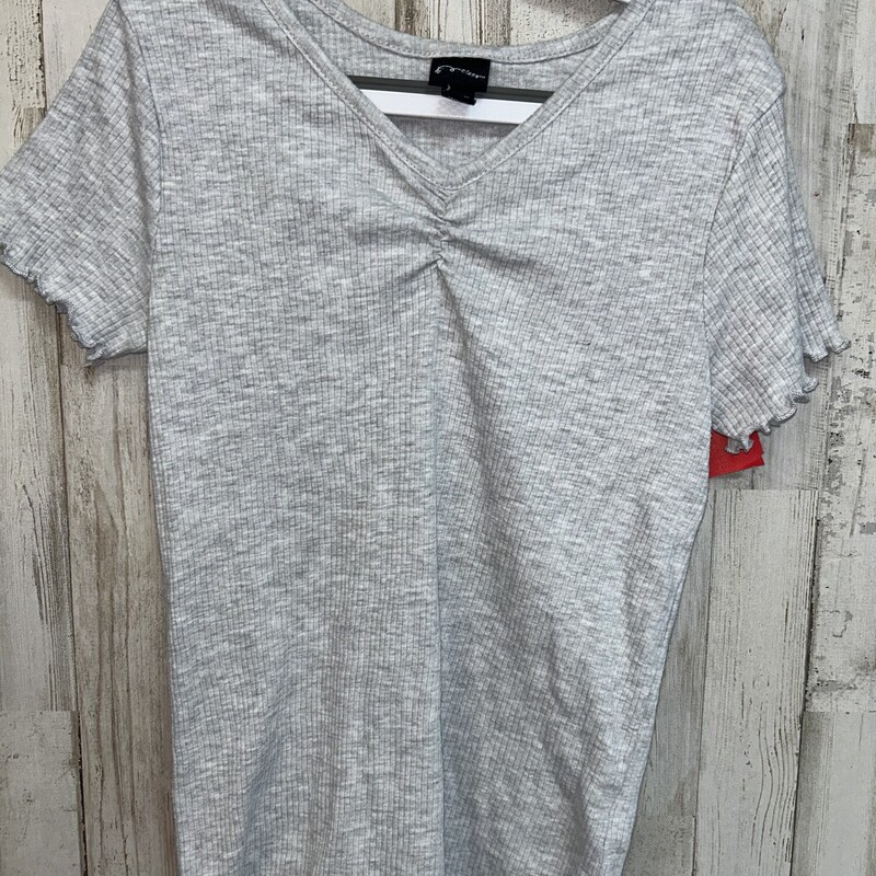 10/12 Grey Ribbed Tee, Grey, Size: Girl 10 Up