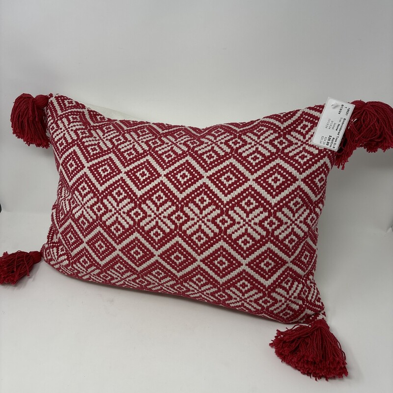 Embroidered Toss Cushion  Retreat
With Tassle Accents
Red & Cream