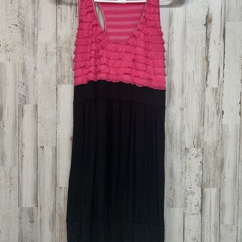 L Pink Ruffle Tank Dress