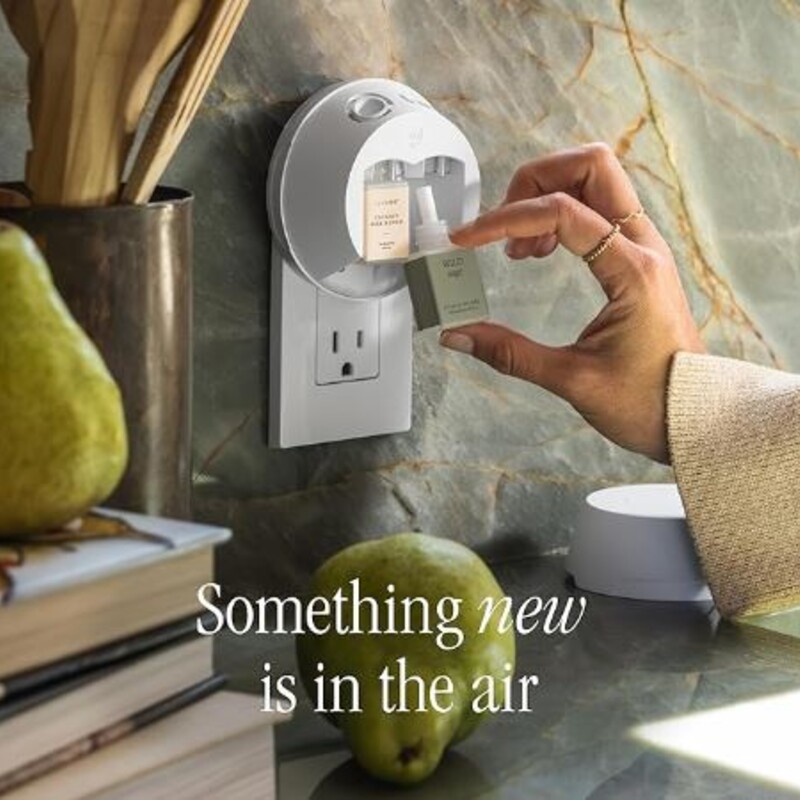 Pura Wall Diffuser With 3 NEST Scent Refills<br />
White Black Size: 3.5 x 3.5H<br />
Diffuser Retails: $49.99<br />
Each scent retails: $15.99 each<br />
Scents: 2 Amalfi Lemon & Mint, 1 Wild Mint & Eucalyptus