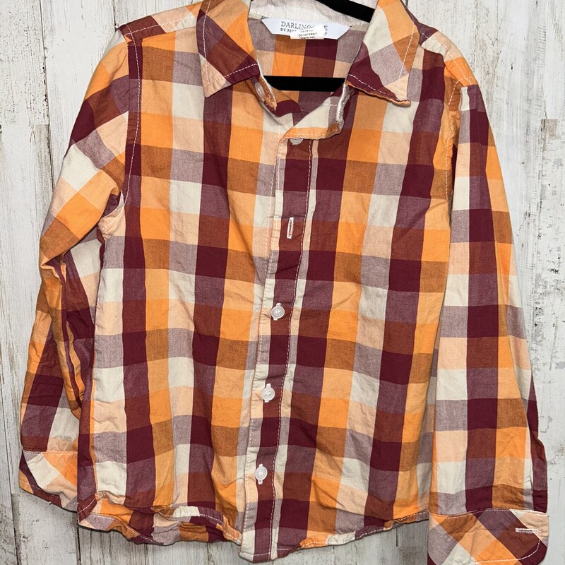 5 Orange Plaid Button Up