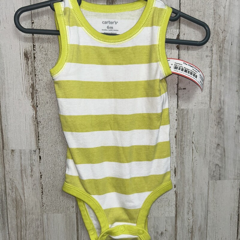 6M Lime Stripe Onesie, Green, Size: Boy 0-9m