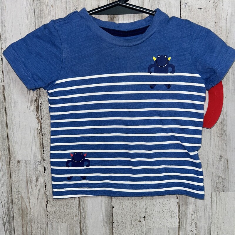 9M Blue Stripe Monster Te, Blue, Size: Boy 0-9m