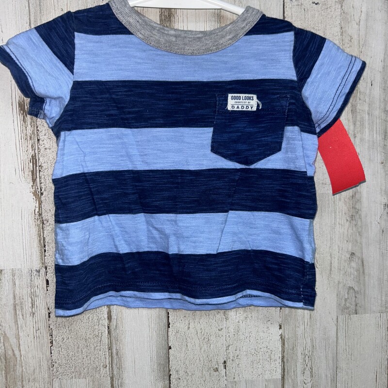 6M Blue Stripe Pocket Tee, Blue, Size: Boy 0-9m