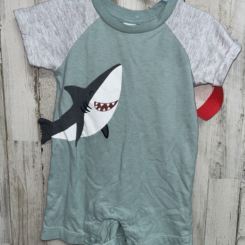 9M Sage Shark Raglan Romp