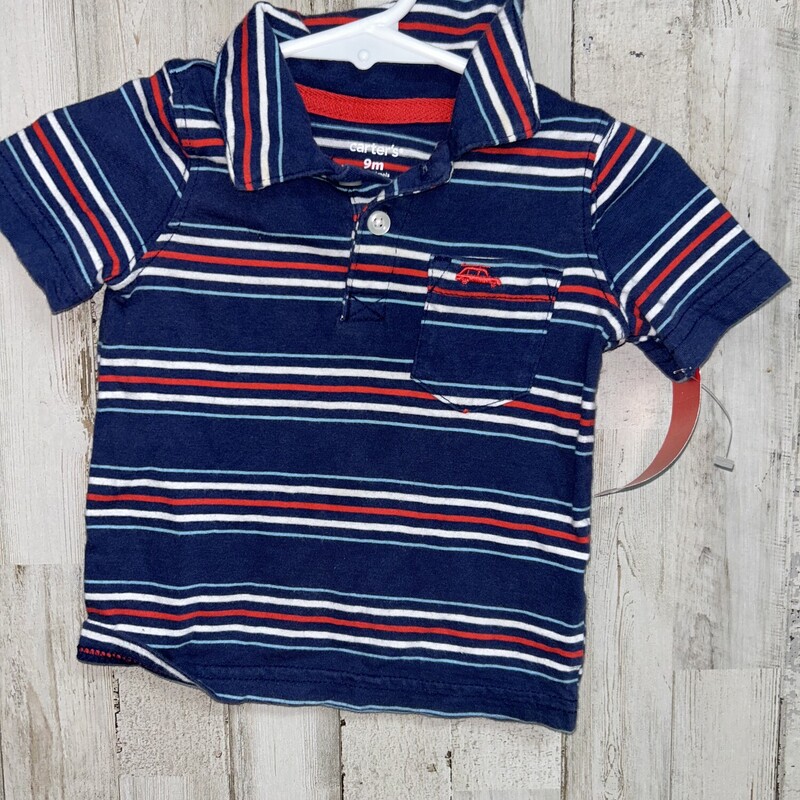 9M Navy Stripe Polo, Navy, Size: Boy 0-9m