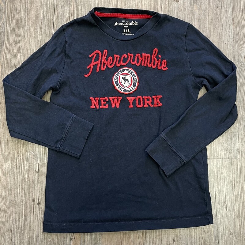 Abercrombie LS Tee, Navy, Size: 7-8Y