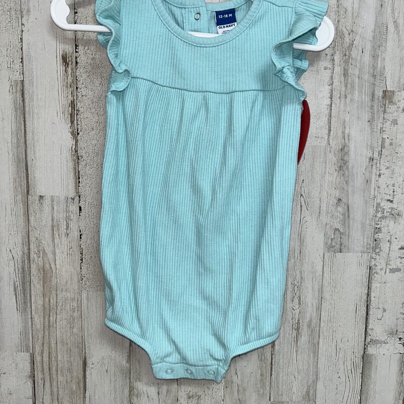 12/18M Aqua Ribbed Onesie, Blue, Size: Girl 6-12m