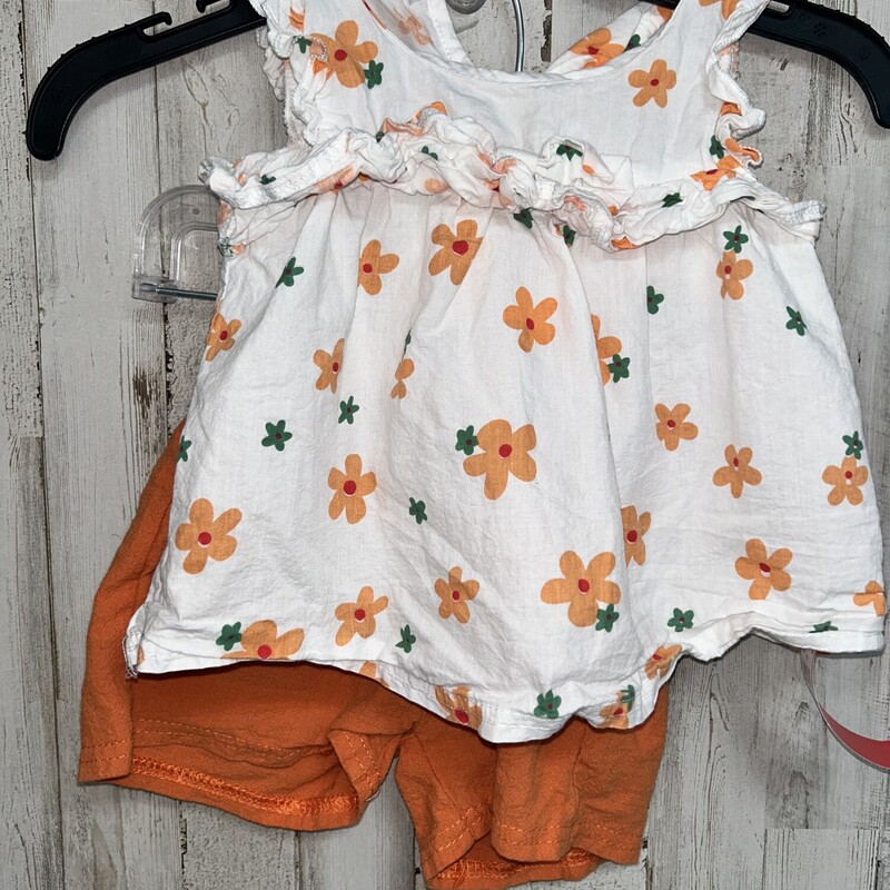 2T 2pc Orange Floral Set, Orange, Size: Girl 2T