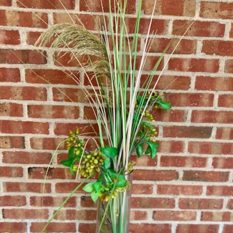 Grass & Seed Stems in Glass Vase with Rocks
Green Clear Black
Size: 20 x 48H