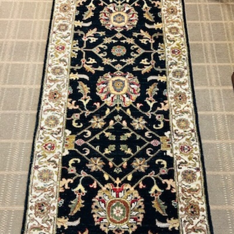 Asian New Zealand Wool Rug,
Black Tan Red Green
Size: 2.5x8 L
Matching Rugs Sold Separately