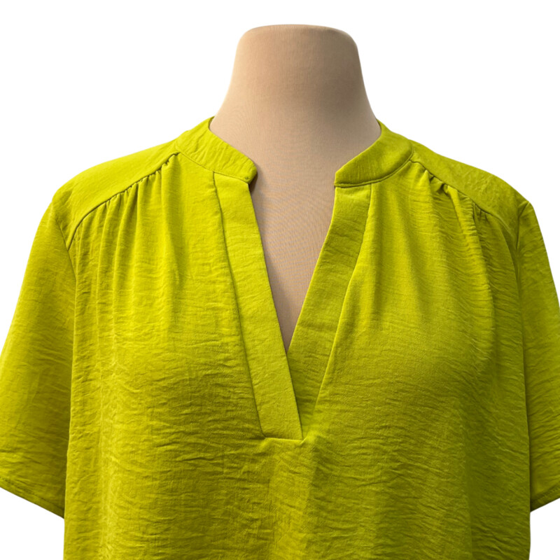 New Entro Spring Go To Top<br />
Split Neck with Short Sleeve<br />
Citron<br />
Size: Large<br />
Retails for $38.00