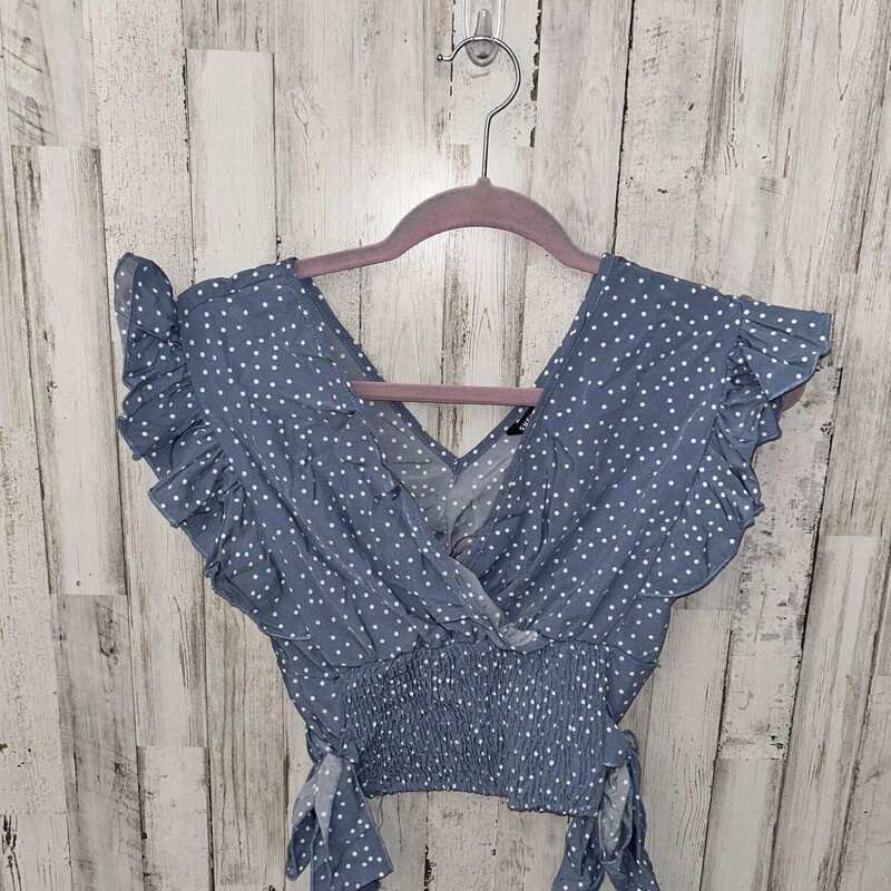 XS Blue Dotted Tie Top