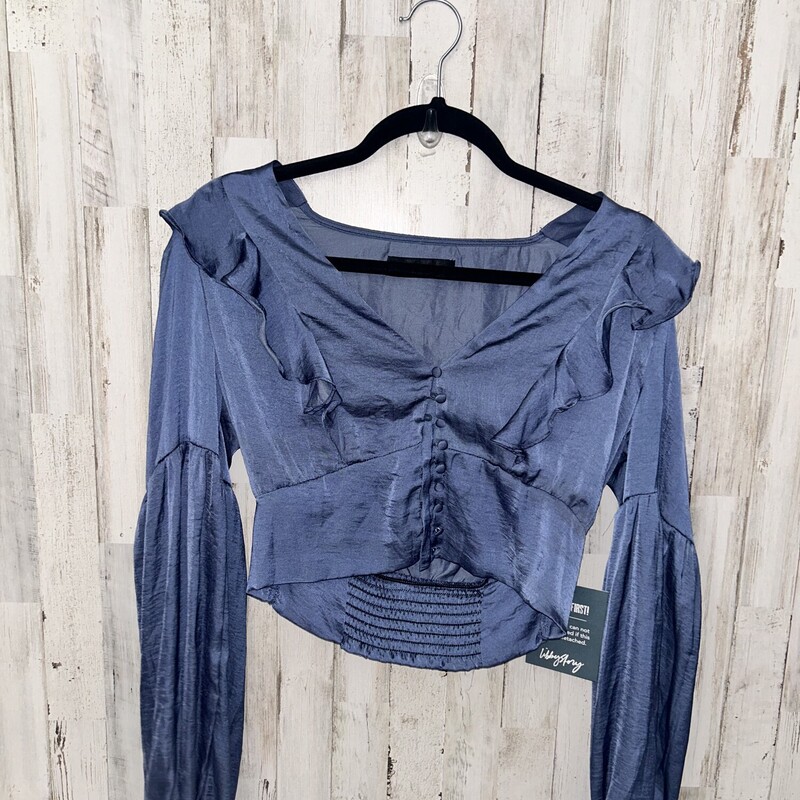 NEW S Drk Blue Satin Top