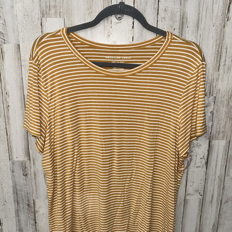 XL Mustard Striped Tee, Yellow, Size: Ladies XL