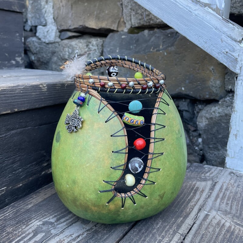 Handmade Gourd by Local Artist Karey Dodge

Size: 9Tx7W