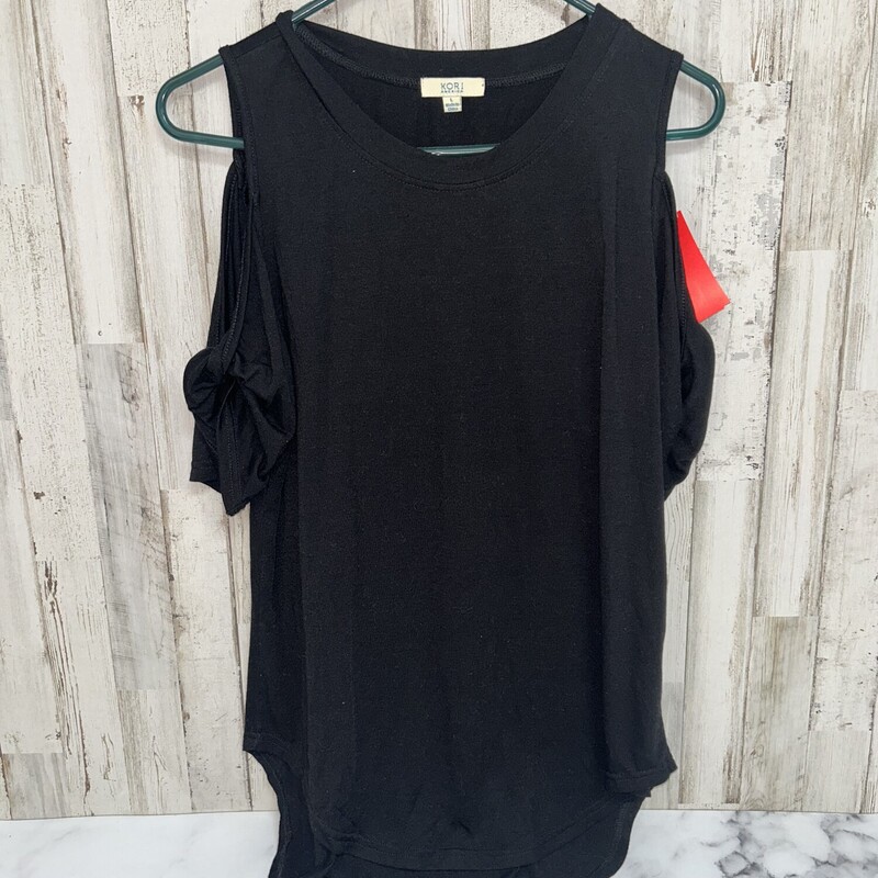 L Black Cold Shoulder Top