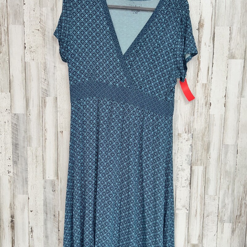 L Teal Printed Dress