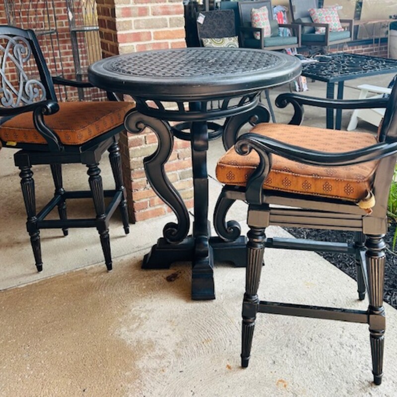 Tommy Bahama Bar Table with 2 Kingstown Swivel Bar Stools
Black Orange
Table Size: 37.5x42H
Bar Stool Size: 25 x 22 x 48H
6 matching bar stools sold separately
Retail $6400