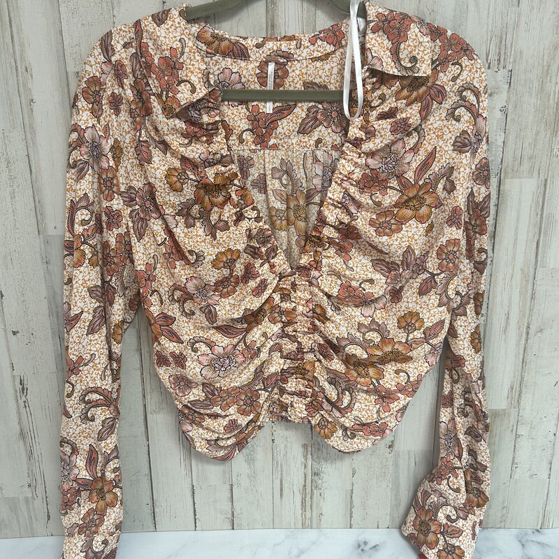 L Orange Floral Scrunch T, Orange, Size: Ladies L