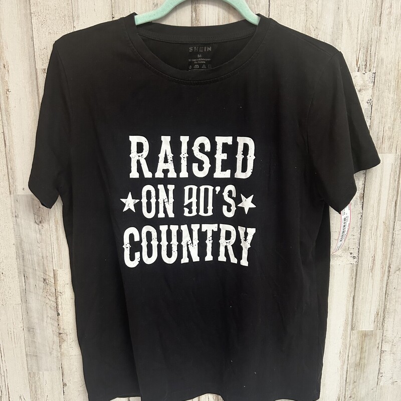 M Raised On 90s Country T, Black, Size: Ladies M