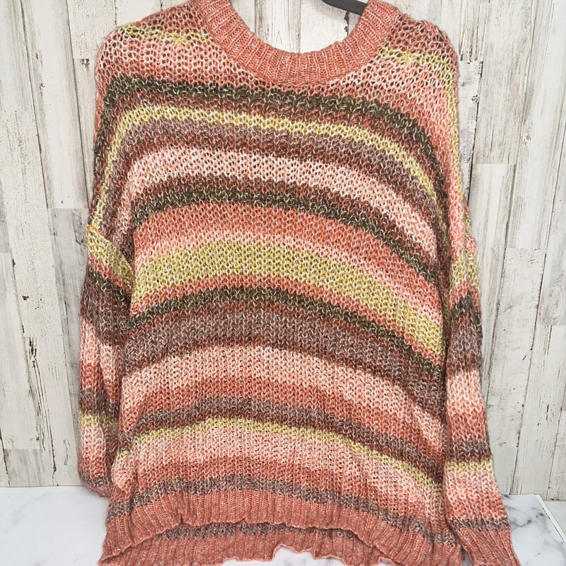 M Pink Stripe Knit Sweate