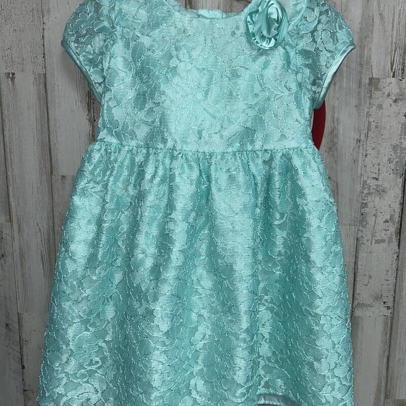 4T Lt Blue Lace Flower Dr, Blue, Size: Girl 4T