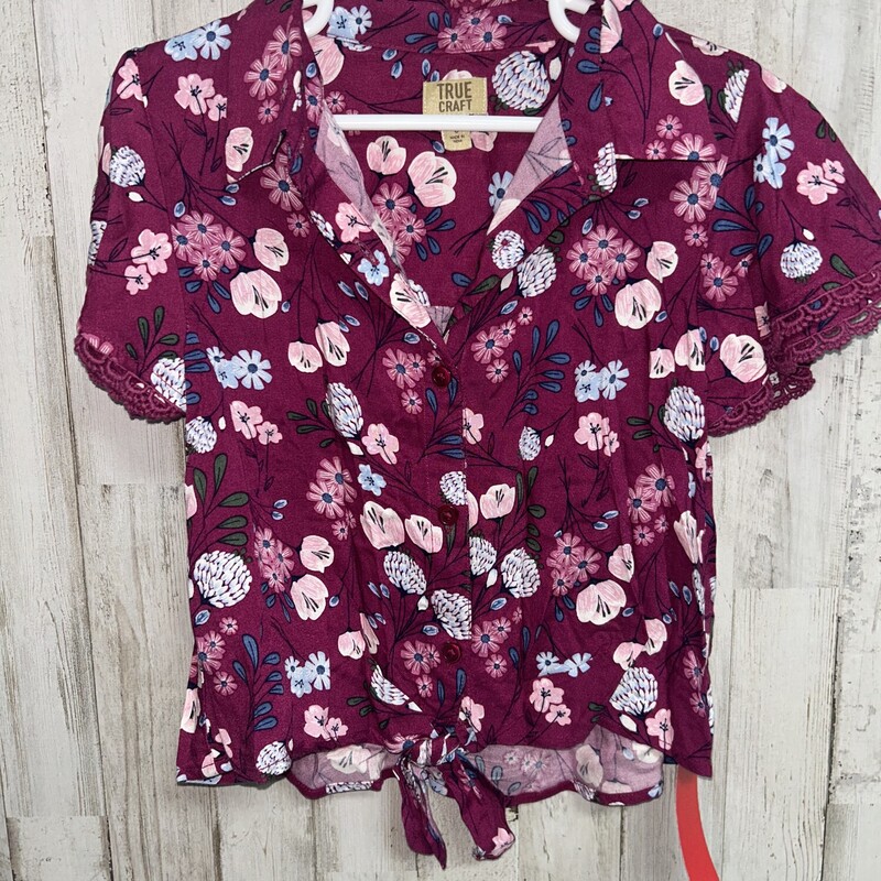 6 Purple Floral Button Up, Purple, Size: Girl 6/6x