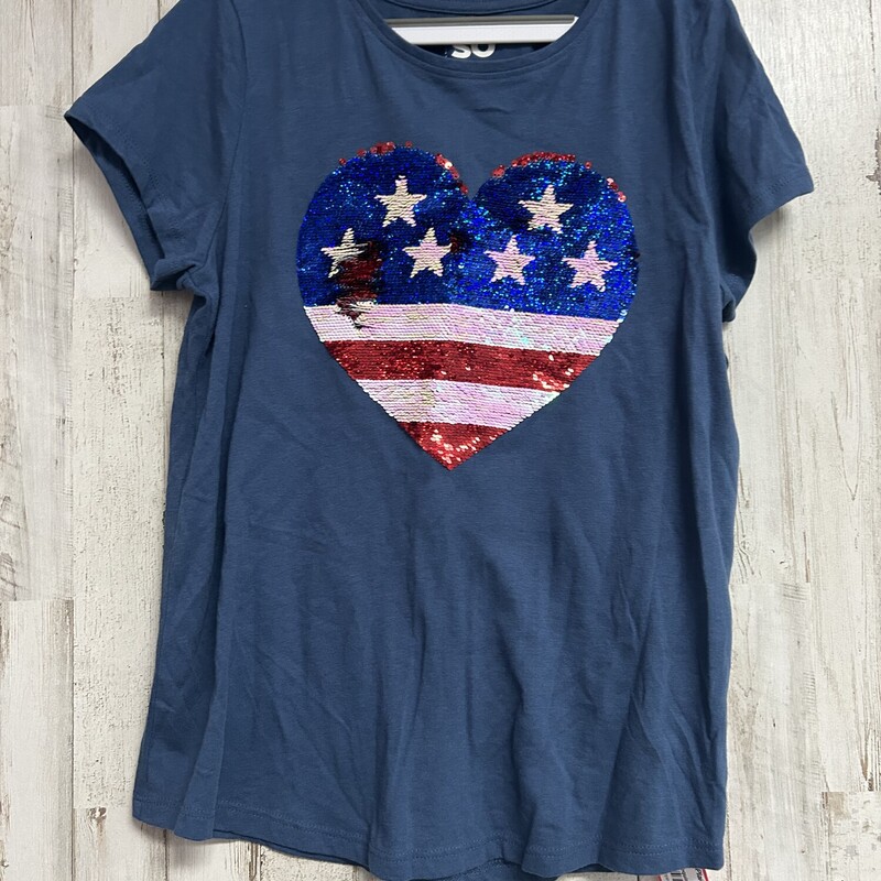 14/16 Blue Sequin Heart T