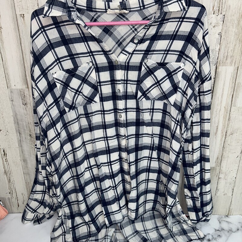 L Navy Plaid Flannel, Navy, Size: Ladies L