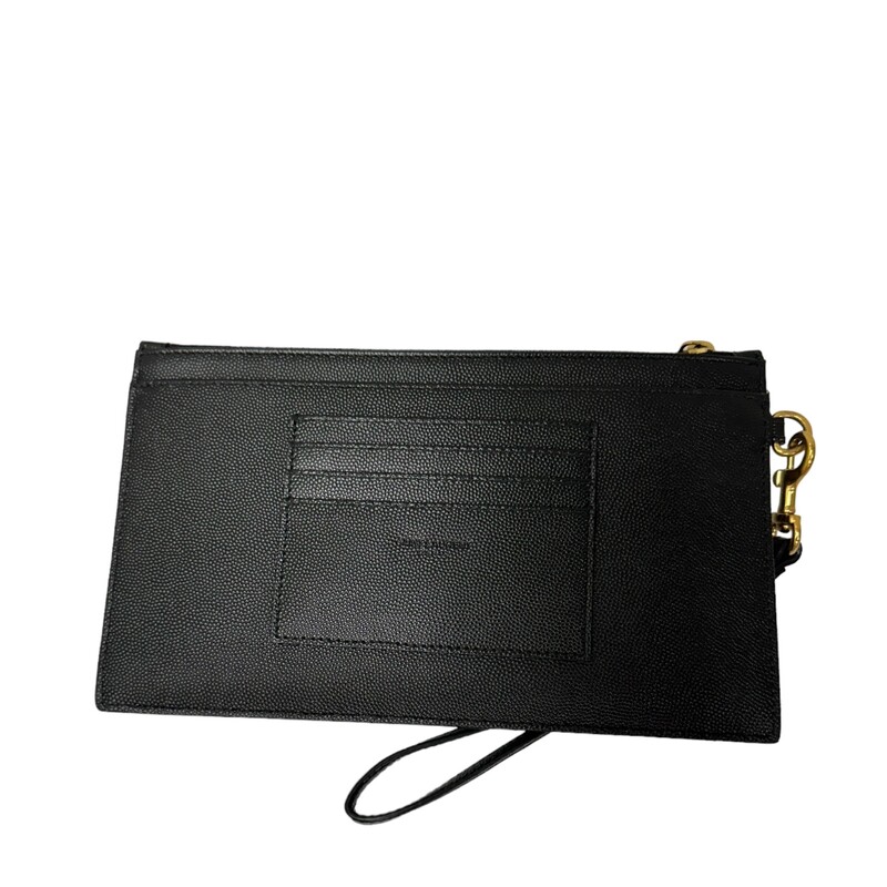 YSL Chevron Caviar Black Wristlet<br />
<br />
Date Code: GBL 636913 0521<br />
<br />
Note: Light scratching on hardware.