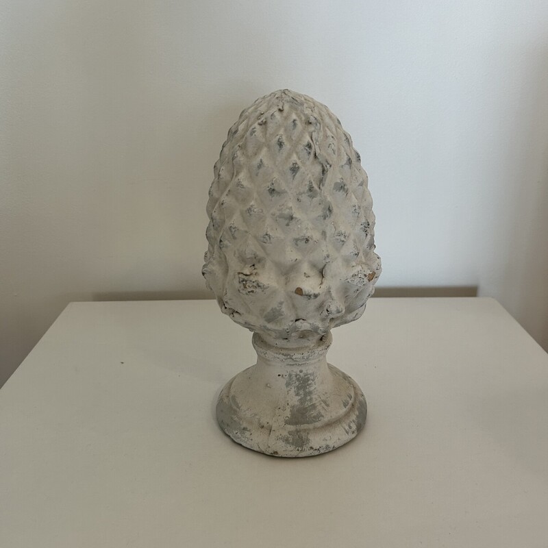 Distressed Ornamental Pineapple finial, Grey, Size: 10in