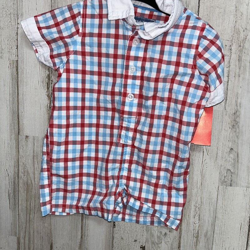 0/3M Blue/Red Plaid Rompe