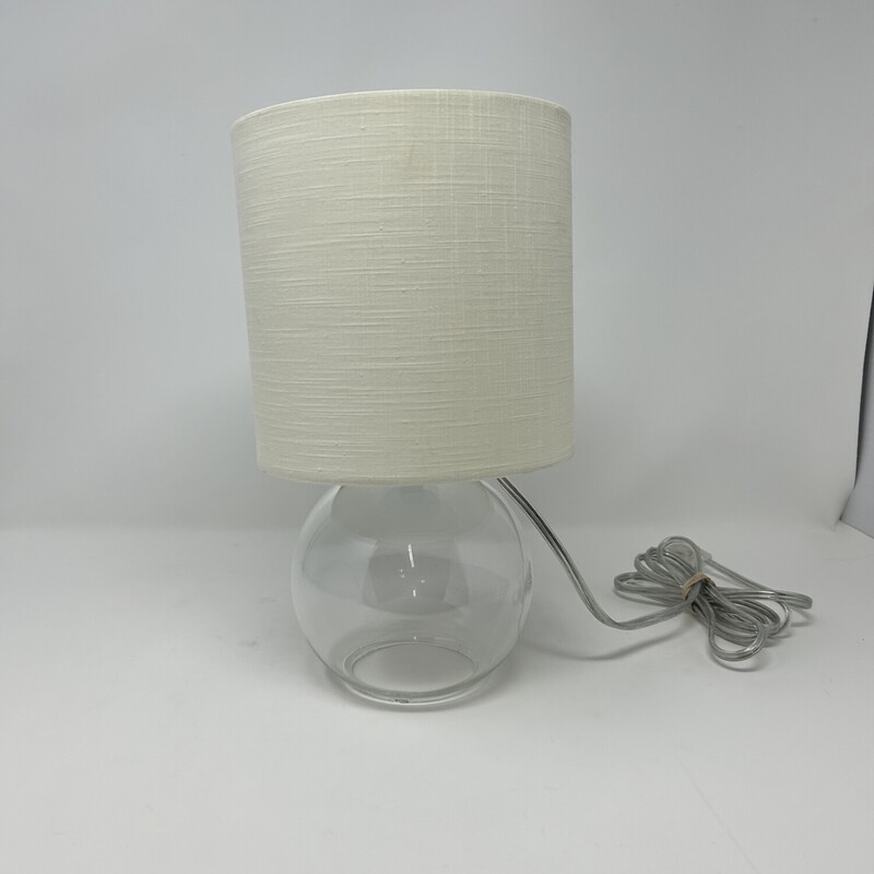 Small Table Lamp W/glass base, Glass/White, Size: 11in