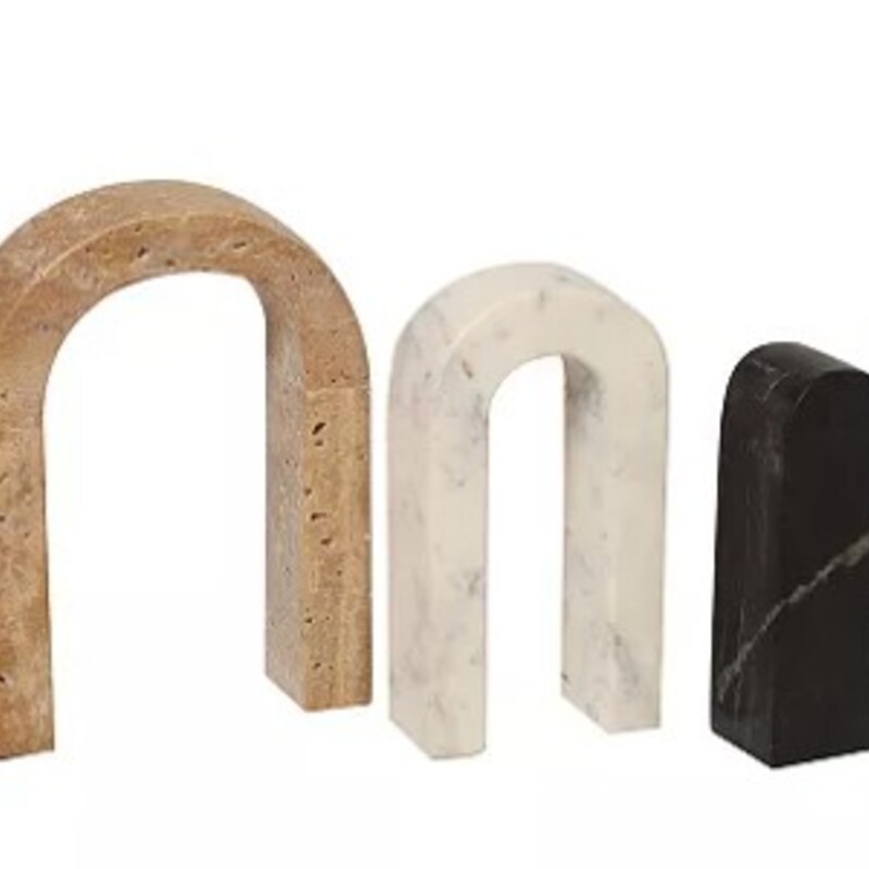 3pc Stone ArchTable Decor
Tan White Black Natural Marble Stone
Size: 5x2x7H
3 Separate Pieces Nest Together