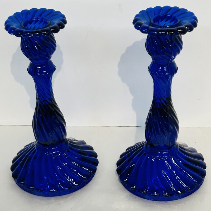 Set of 2 Cobalt  Glass Candlesticks
Cobalt Blue Size: 4 x 7.75H