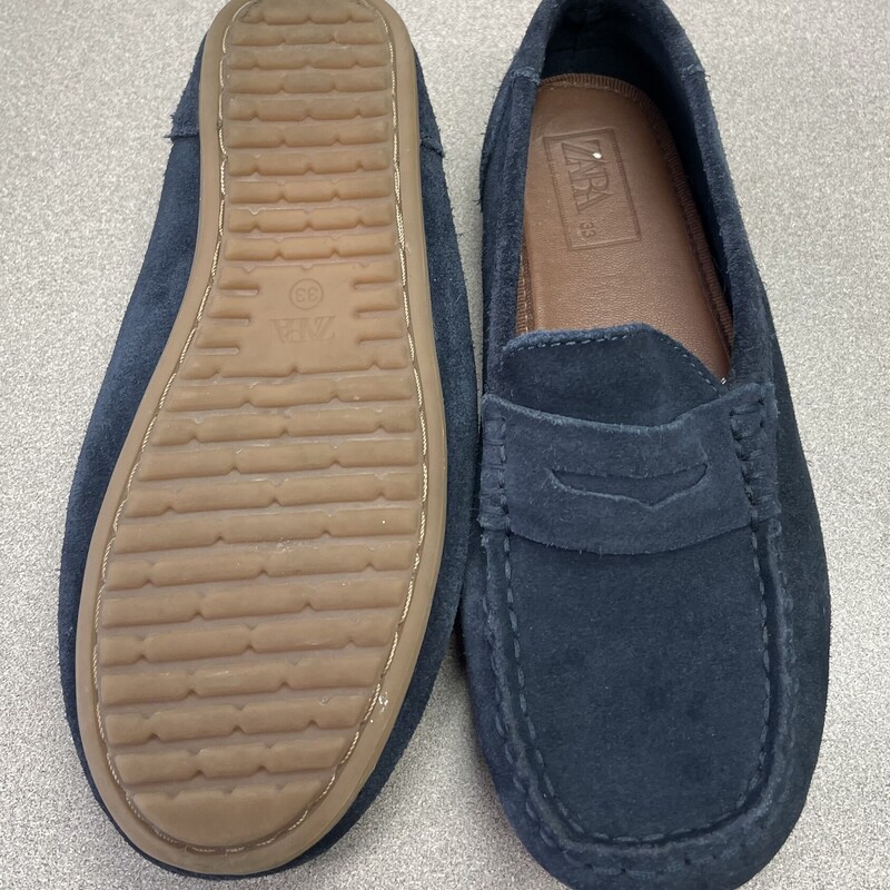 Zara Suede Loafers, Navy, Size: 1Y