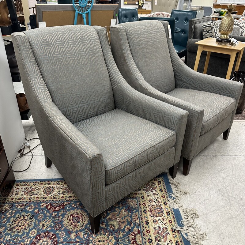 Mitchell Gold Wing Chair, Squiggle Pattern Upholstery. Super comfortable!<br />
Size: 35x40x30