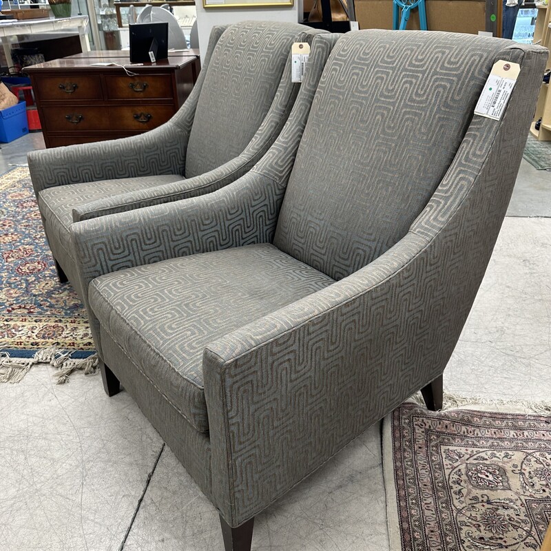 Mitchell Gold Wing Chair, Squiggle Pattern Upholstery. Super comfortable!<br />
Size: 35x40x30