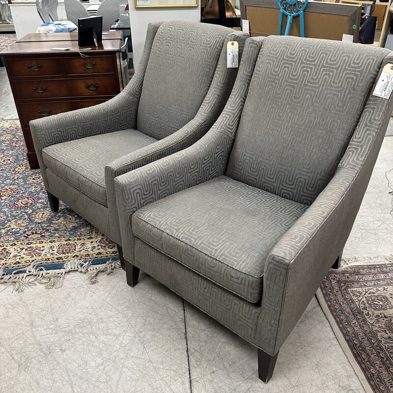 Mitchell Gold Wing Chair, Squiggle Pattern Upholstery. Super comfortable!<br />
Size: 35x40x30