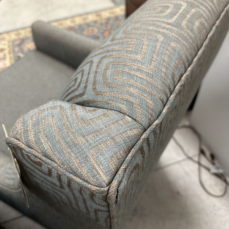 Mitchell Gold Wing Chair, Squiggle Pattern Upholstery. Super comfortable!
Size: 35x40x30