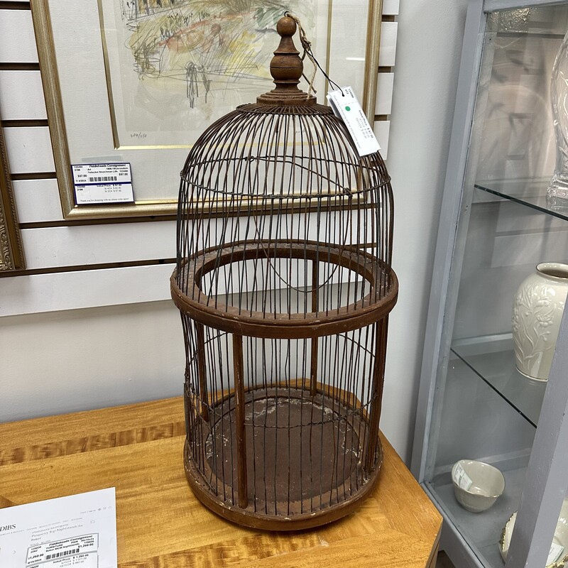 Vintage Bird Cage, Brown<br />
Size: 25in H